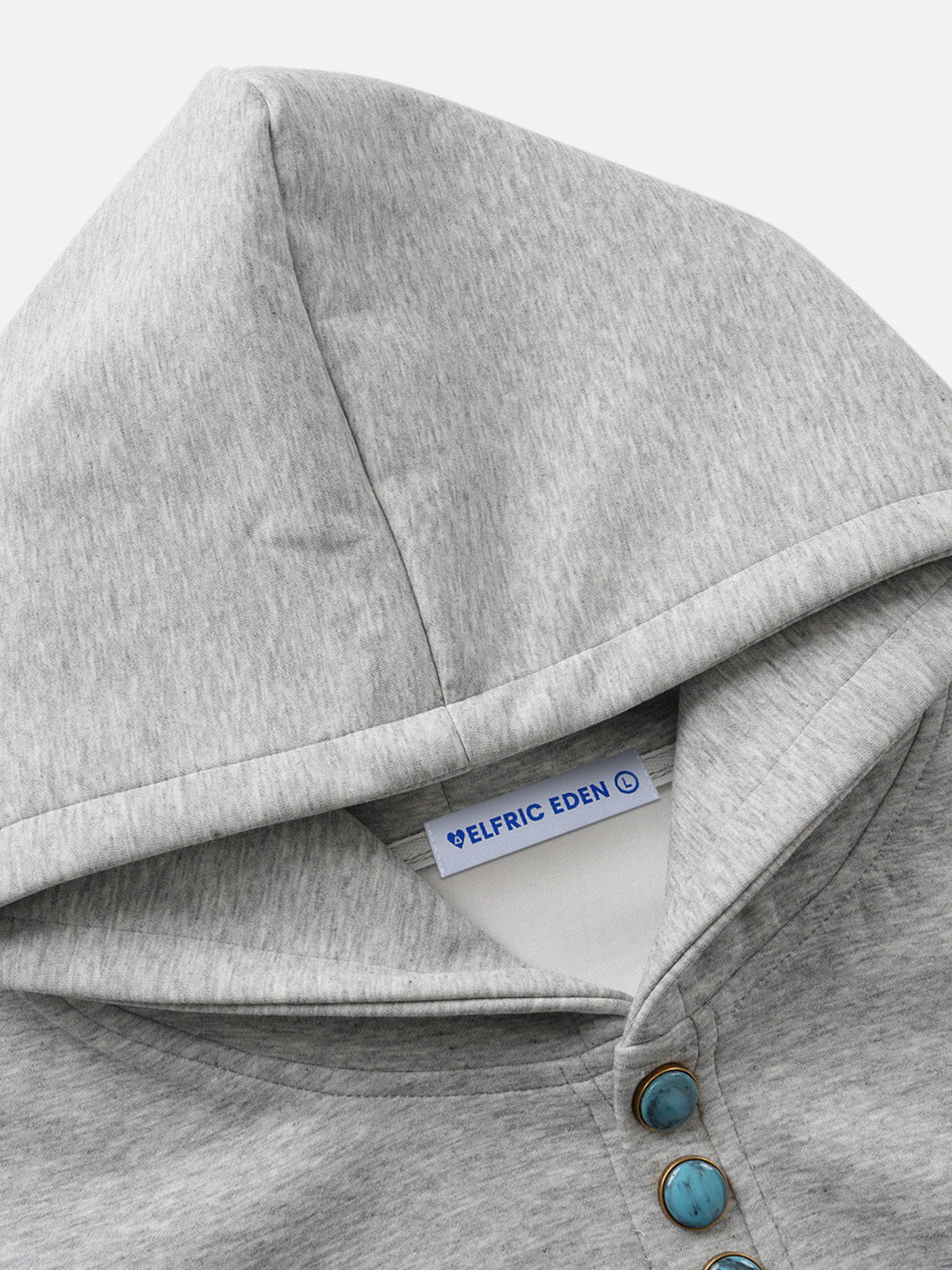 Aelfric Eden Boxy Turquoise Placket Pullover Hoodie - Image 3