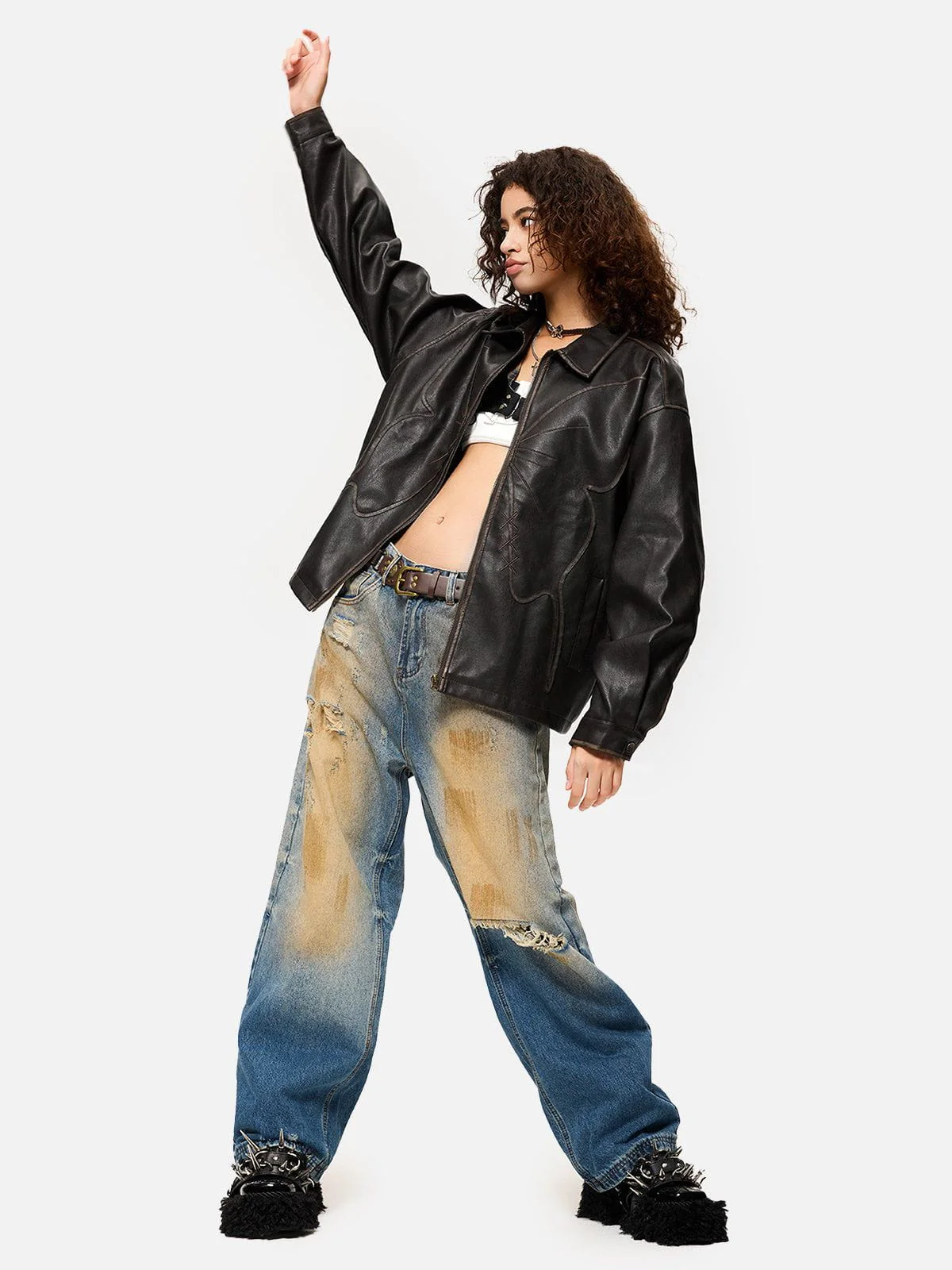 Aelfric Eden Butterfly Faux Leather Jacket - Image 3