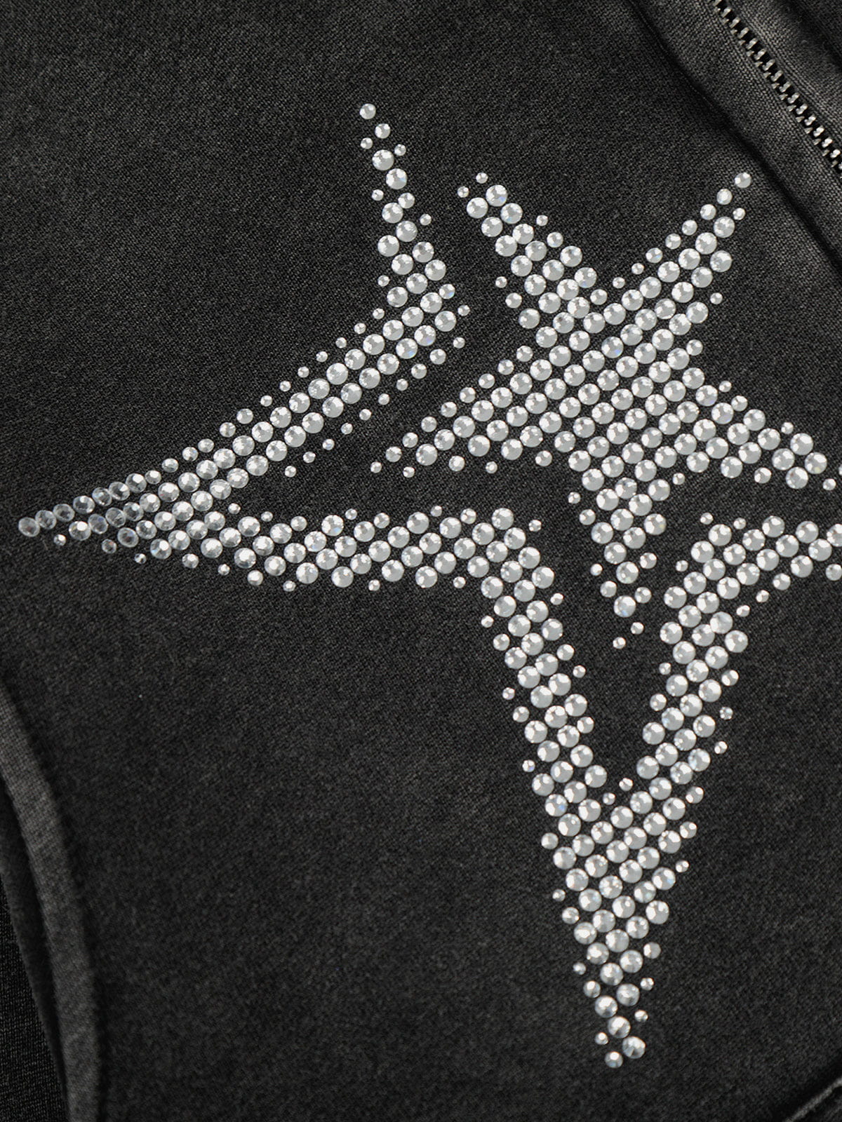 Aelfric Eden Cropped Rhinestone Star Zip Up Hoodie - Image 4