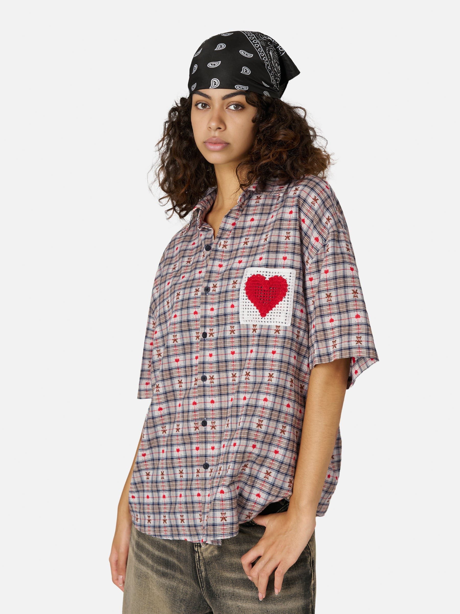 Aelfric Eden Crochet Heart Pocket Plaid Shirt - Image 6