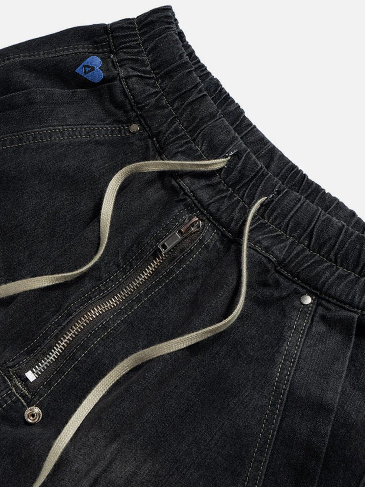Aelfric Eden Drawstring Decorative Zipper Jorts - Image 7