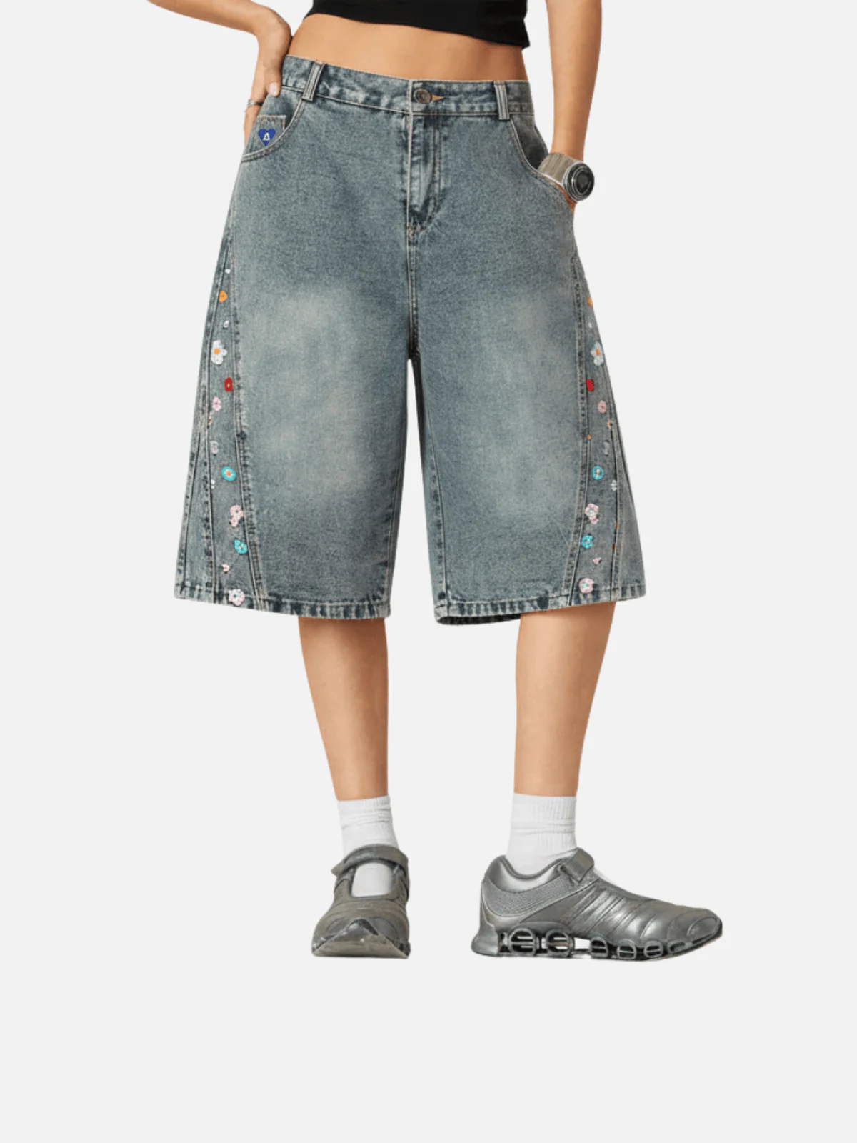 Aelfric Eden Floral Embroidery Longline Jorts