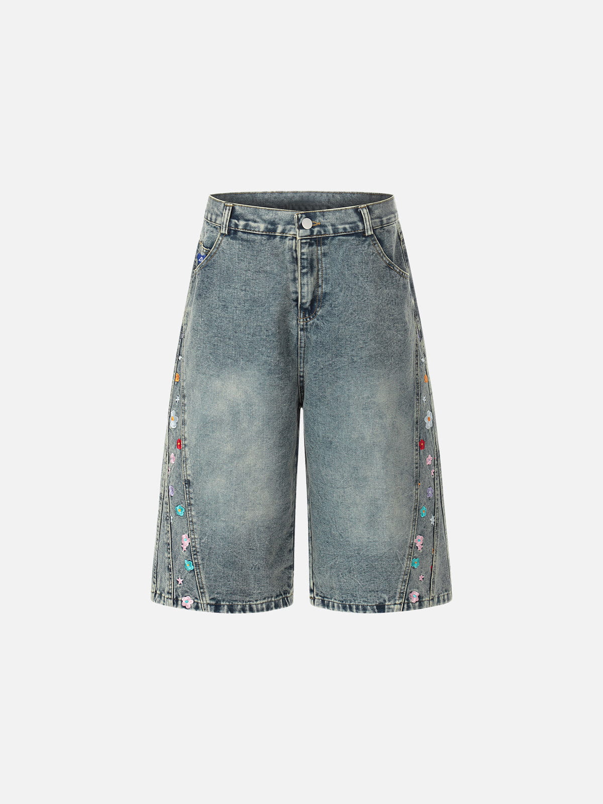 Aelfric Eden Floral Embroidery Longline Jorts - Image 2