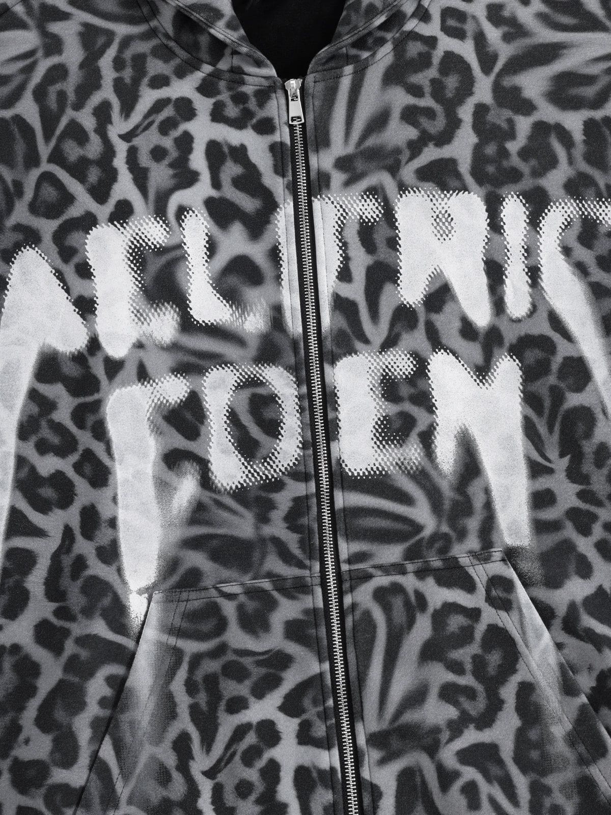 Aelfric Eden Leopard Graffiti Boxy Zip Up Hoodie - Image 7