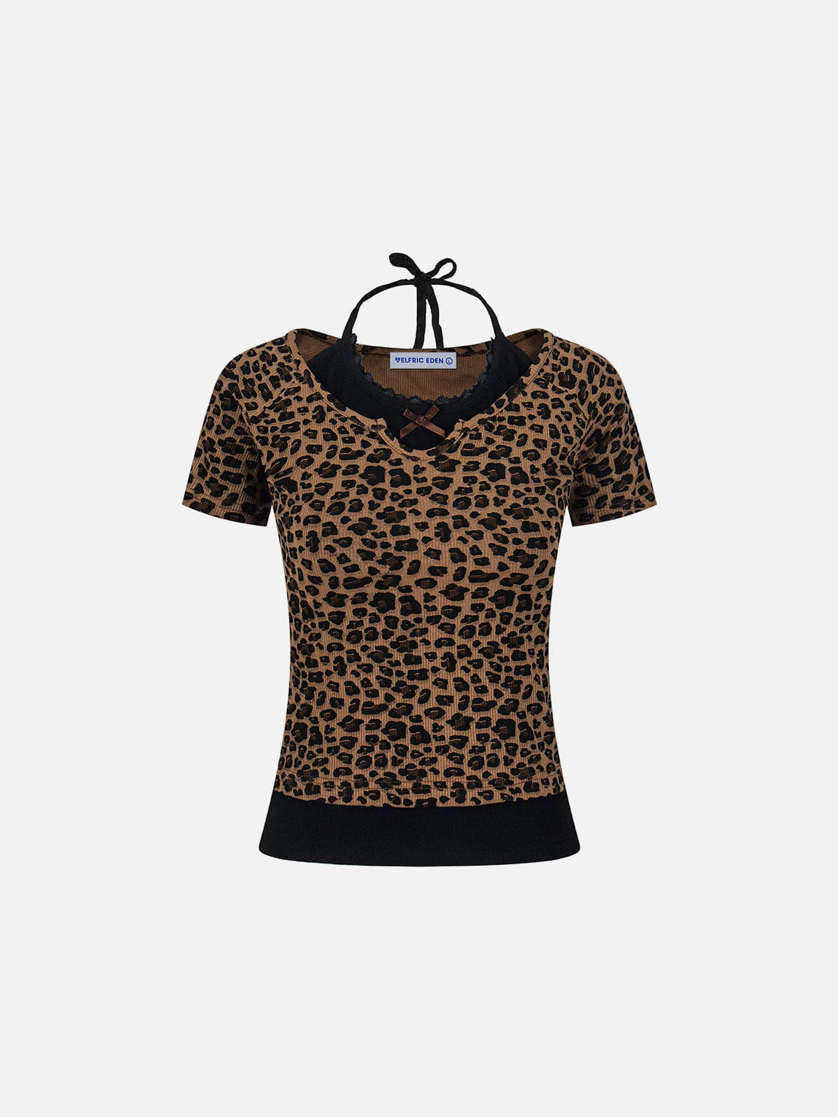 Aelfric Eden Leopard Halter Lace-Up Tee - Image 3