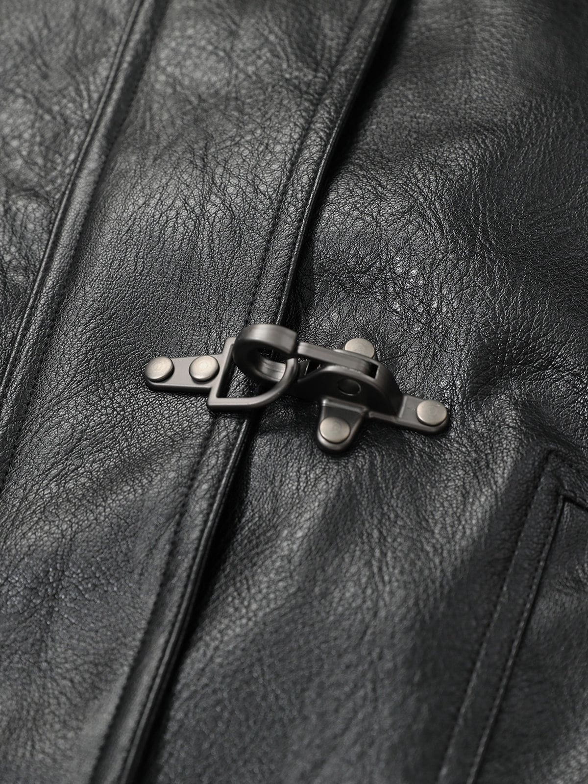 Aelfric Eden Metal Button Faux Leather Jacket - Image 3
