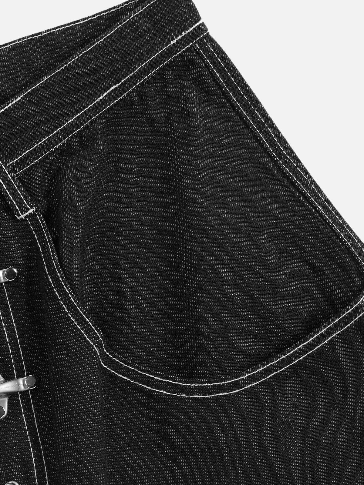 Aelfric Eden Metal Button Raw Baggy Barrel Jeans - Image 8