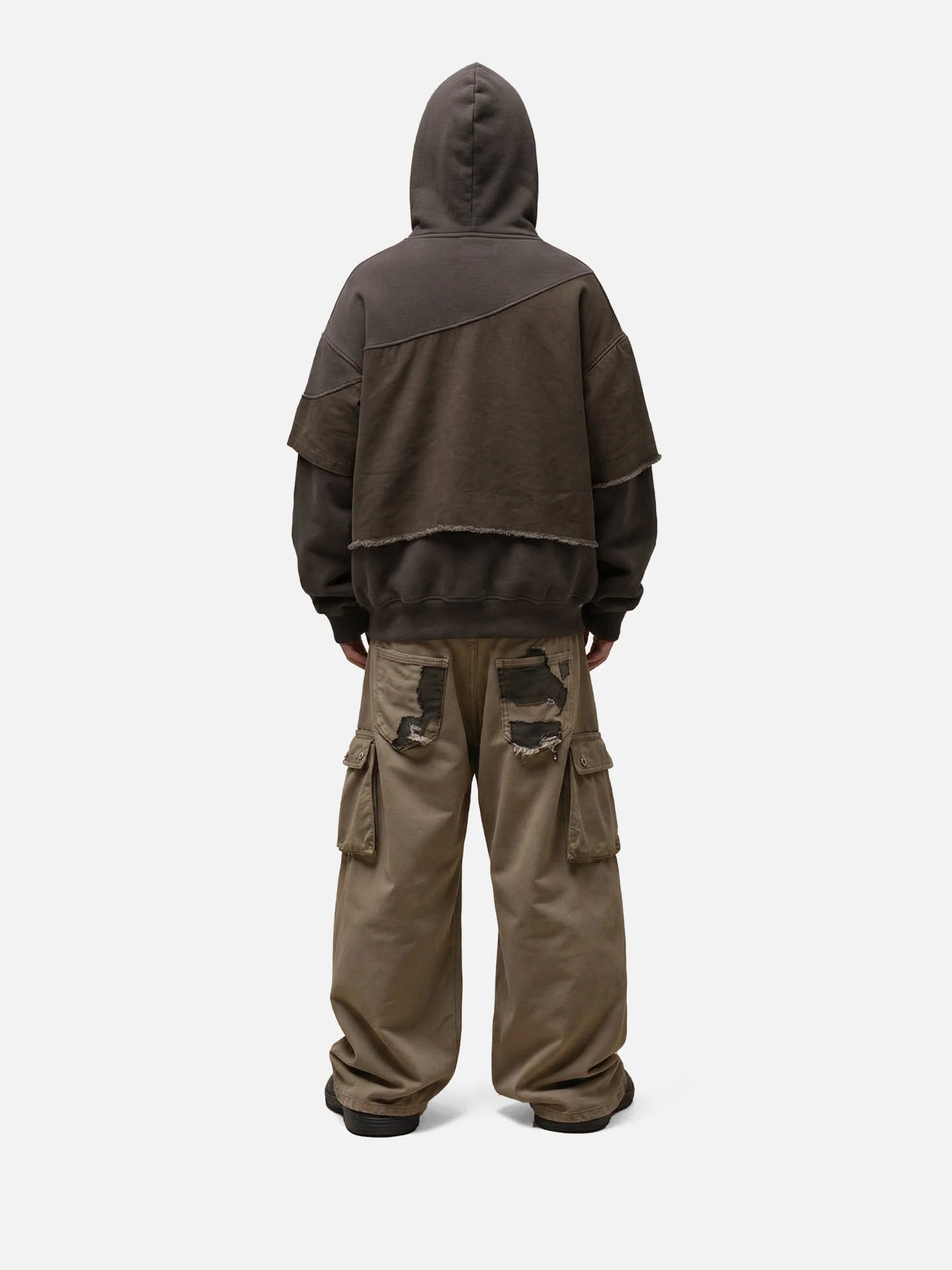 Aelfric Eden Oversized Distressed Panel Pullover Hoodie - Image 4
