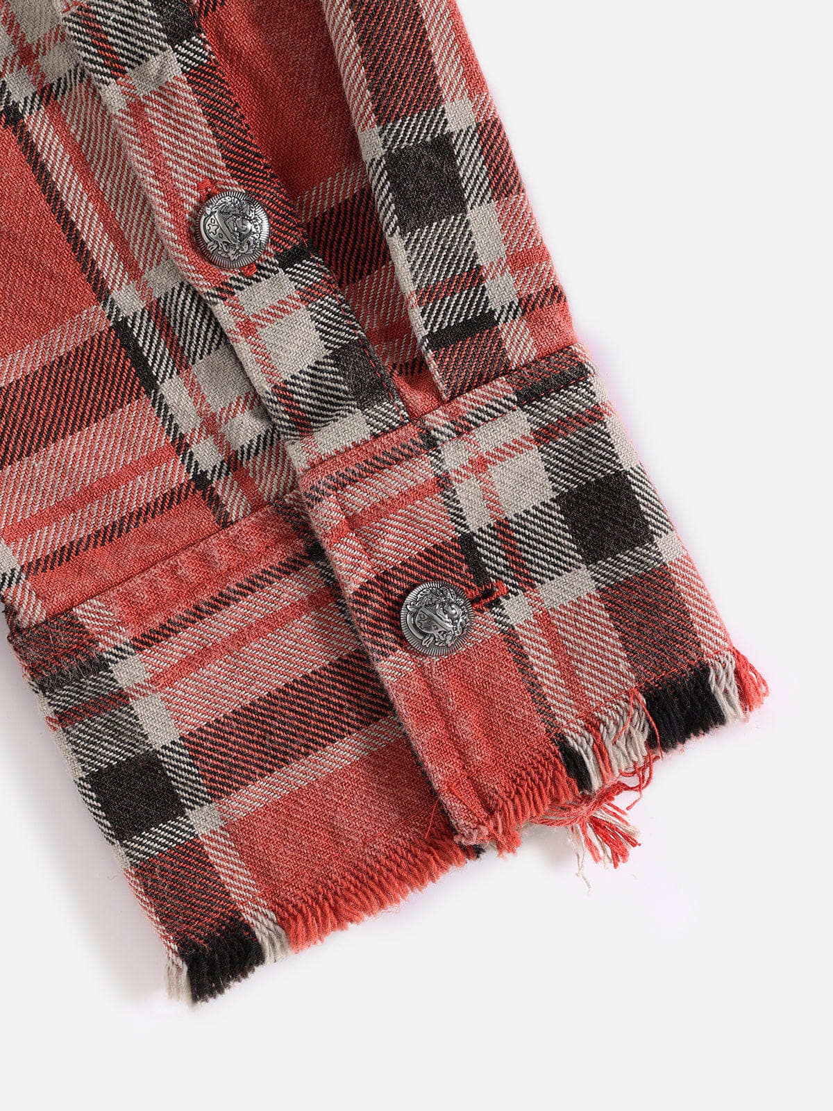 Aelfric Eden Plaid Distressed Long Sleeve Shirt - Image 9
