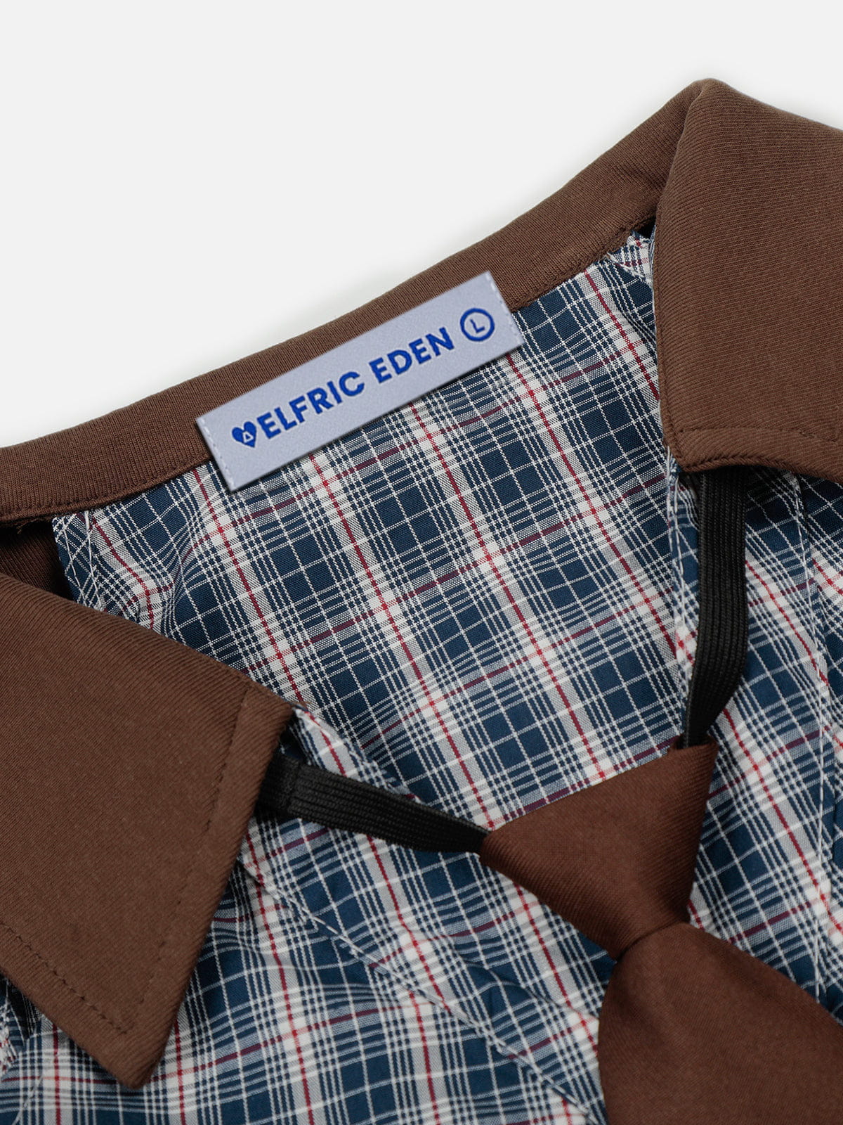 Aelfric Eden Plaid Tie Cropped Long Sleeve Shirt - Image 3