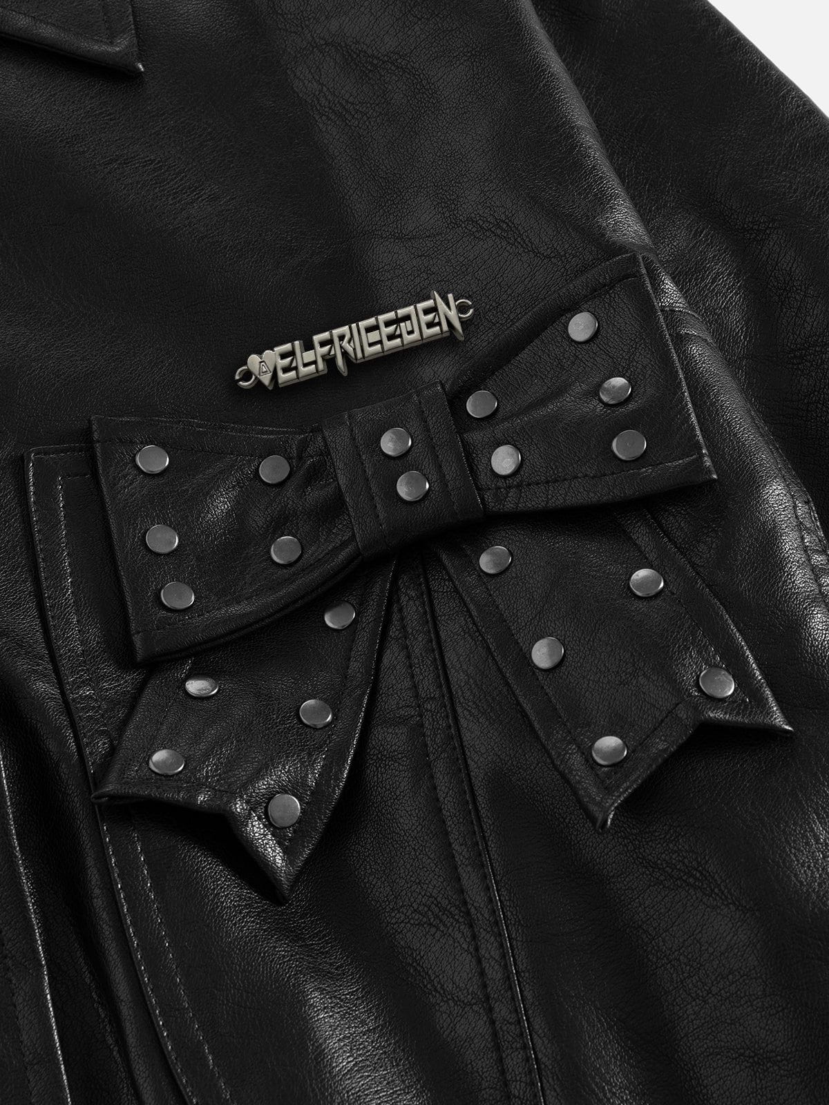 Aelfric Eden Rivet Bow Faux Leather Jacket - Image 3