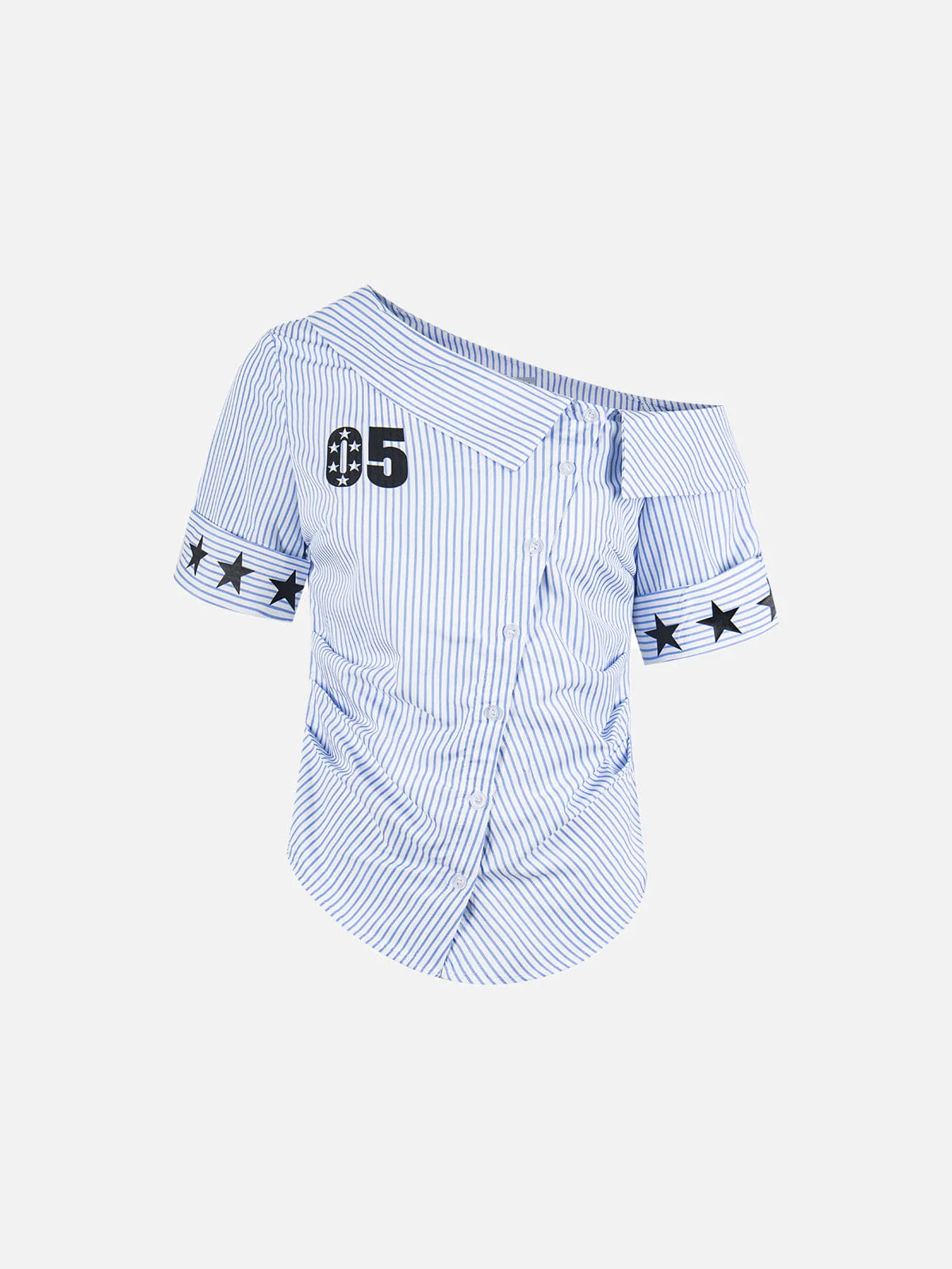Aelfric Eden Stripe Star Off-The-Shoulder Short Sleeve Shirt - Image 2