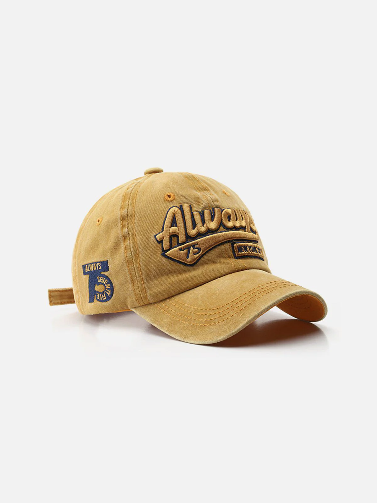 Washed Embroidered Letter Baseball Cap - Image 3