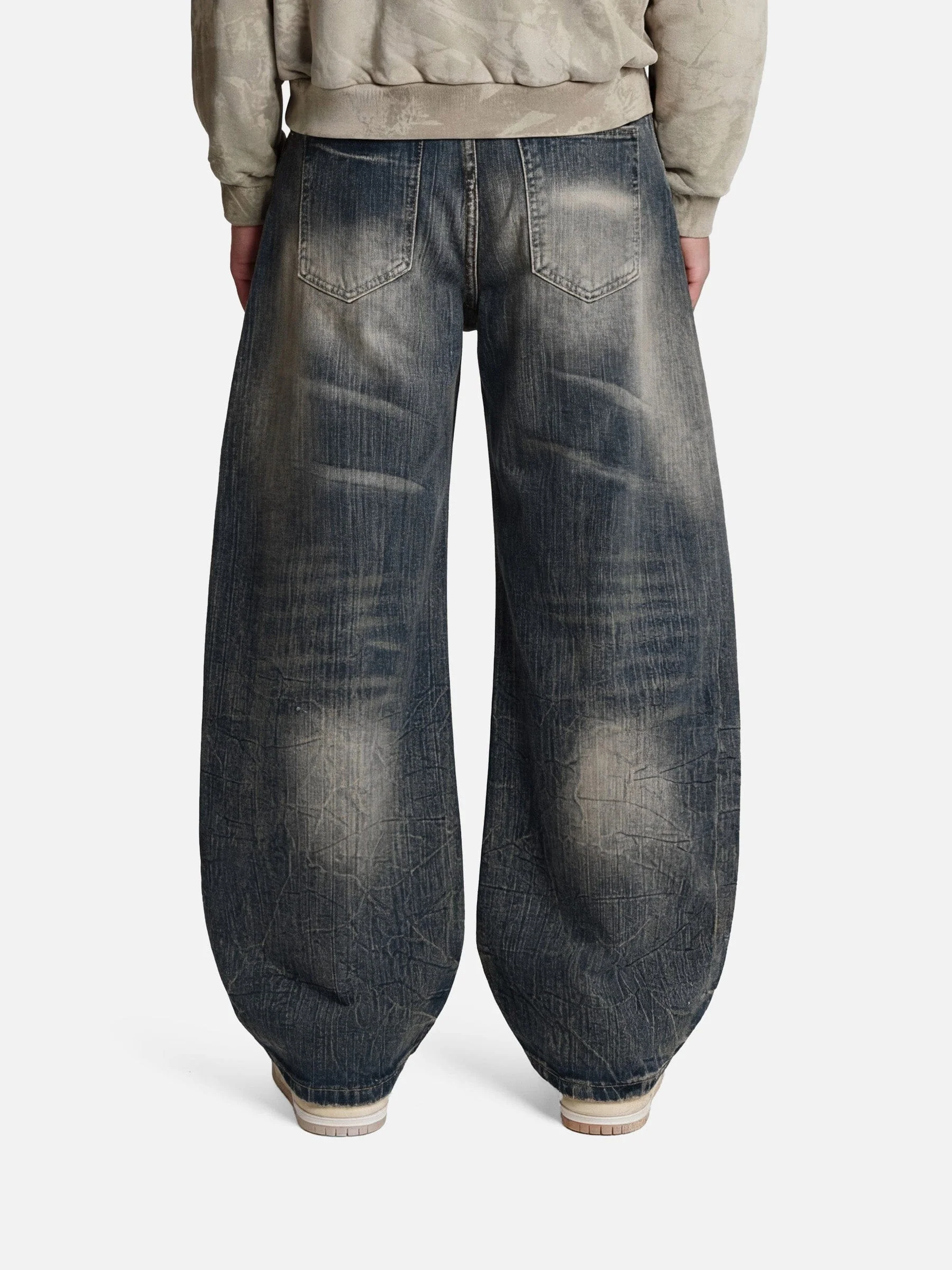 Aelfric Eden Washed Texture Baggy Barrel Jeans - Image 3